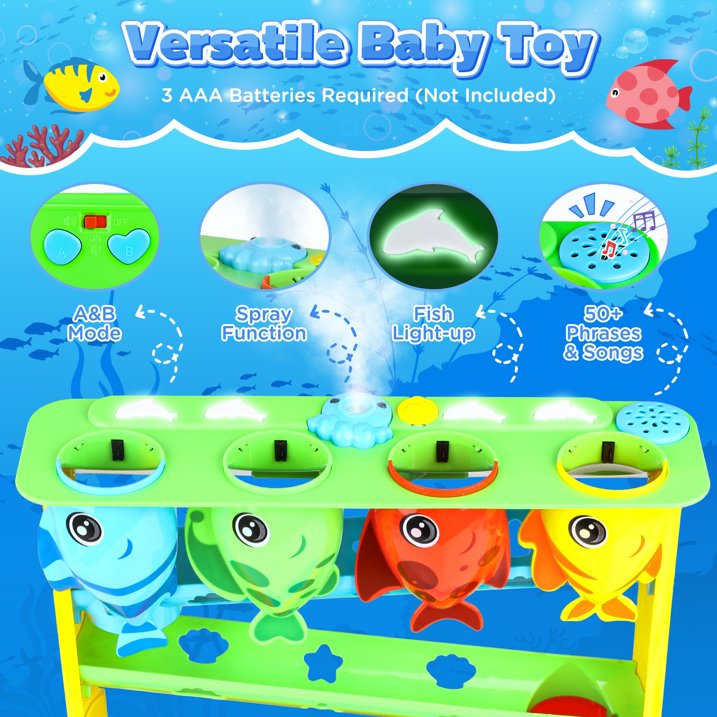 Ball Drop Toys for Toddlers 1-3, Stacking Toys Drop Ball Tower for Toddlers, Baby Fish Toy with Lighted Music Spraying, Interactive Baby & Toddler Toy, Gifts for Girl Boy Age 6-24 Months Old