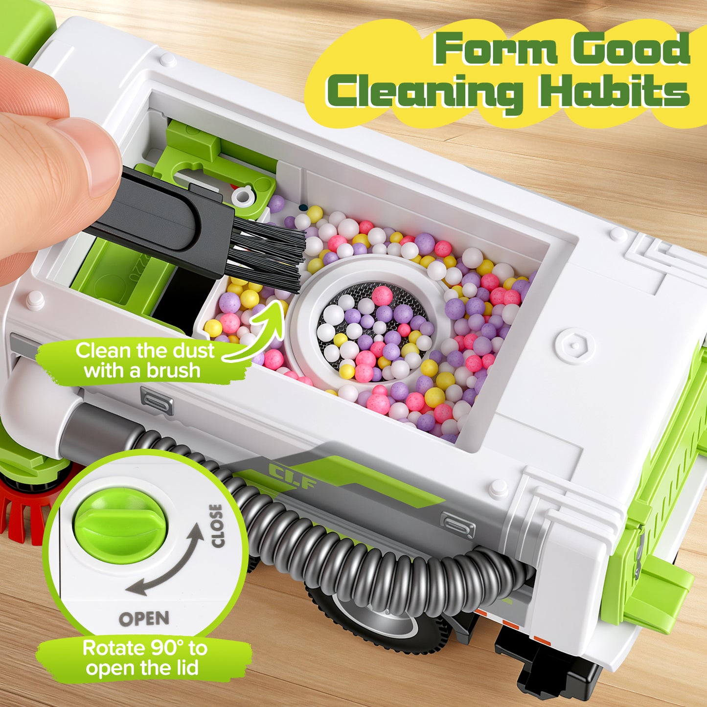 1:50 Electric Garbage Truck Toys, 2-in-1 Alloy Street Sweeper Toy with Light & Sound, Simulated Vacuum Trash Truck Toy for Kids, Cleaning Toys Birthday Gift for Boys Girls Toddlers 3-6