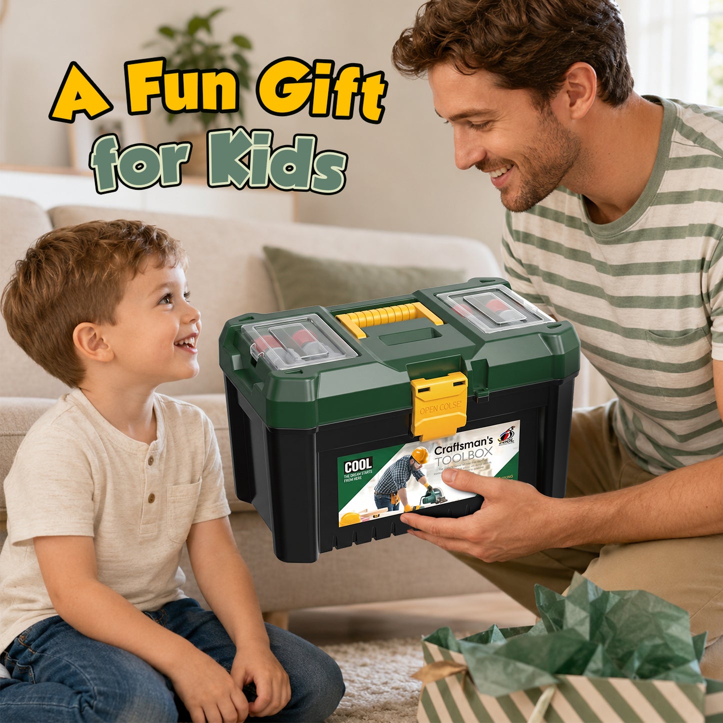 38PCS Kids Tool Set, Kids Tool Box with Electronic Light-Up Toy Drill, Pretend Play Construction Toys for Toddlers Boys Girls Ages 3-5, Christmas Birthday Gifts for 3-7 Kids