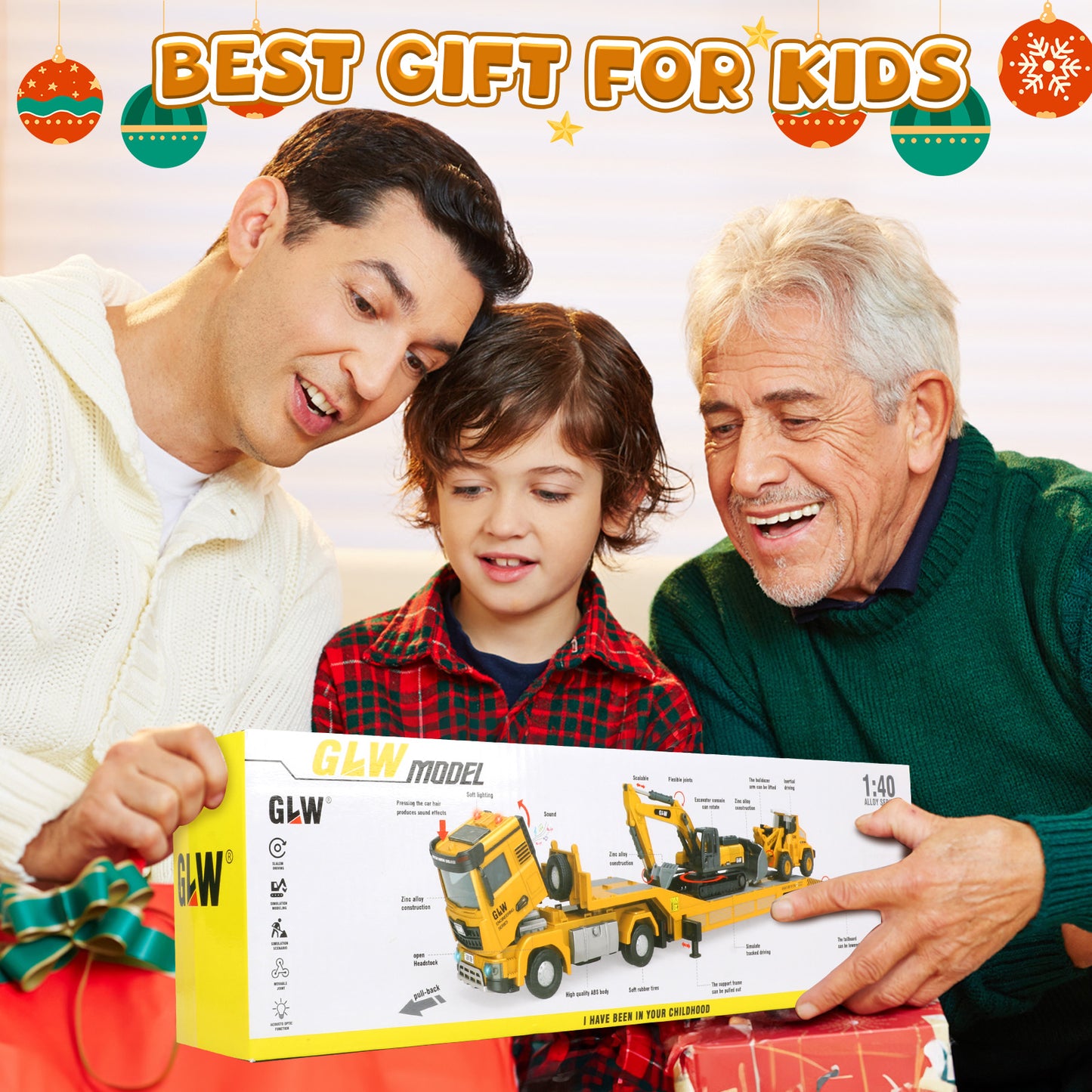 Construction Vehicles Boys Toy Playsets, Construction Truck with Excavator Toy & Bulldozer Toy, Sounds and Lights, Kids Birthday & Christmas Gifts for 3 4 5 6 Years Old Boys