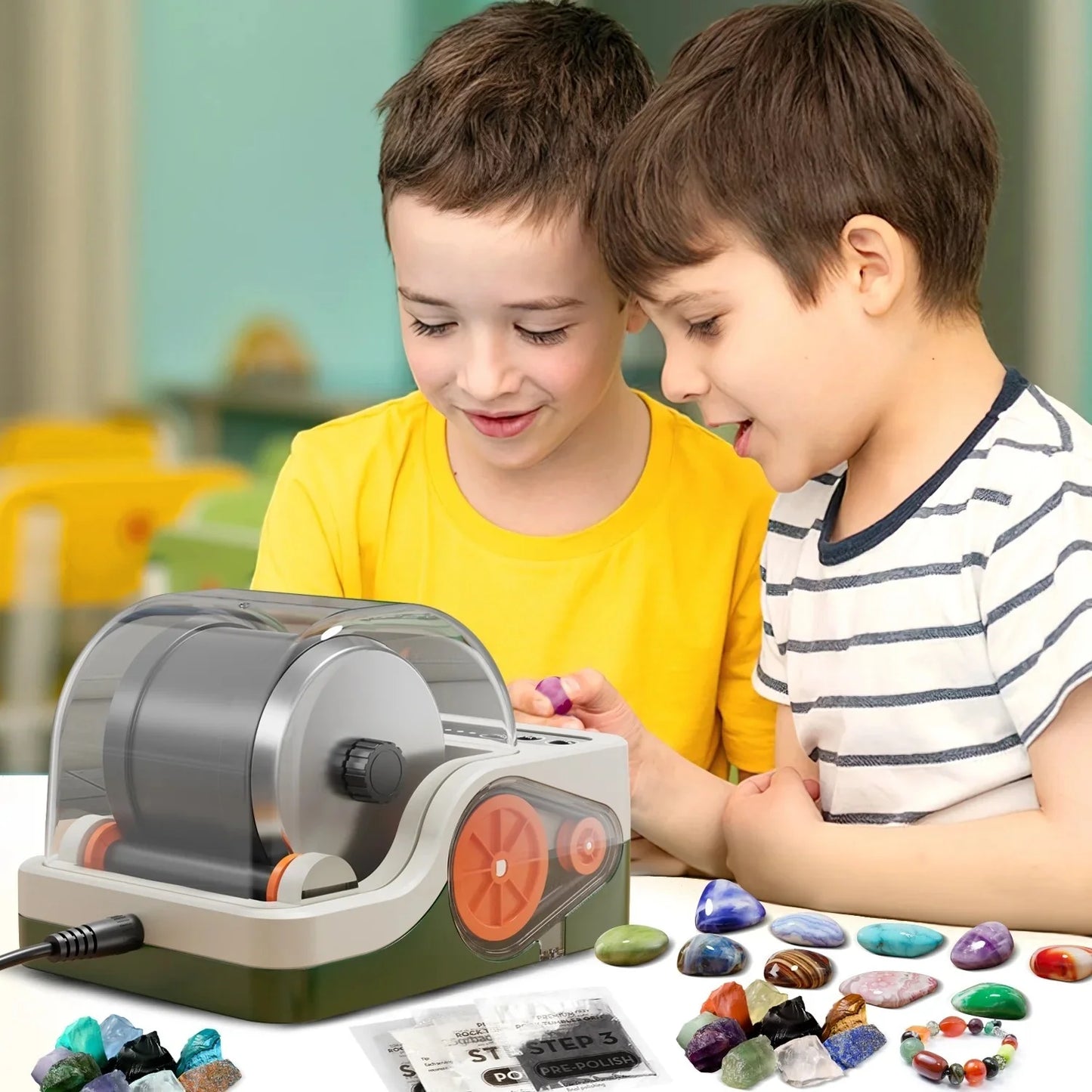 Rock Tumbler Kit for Adults/Kids, Rock Polisher Tumbler Kit Adult with Noise Reduction & Digital 9-Day Timer & 3 Speed Settings, STEM Science Kit Gift for Kids Age 8+, Boys Girls Toys