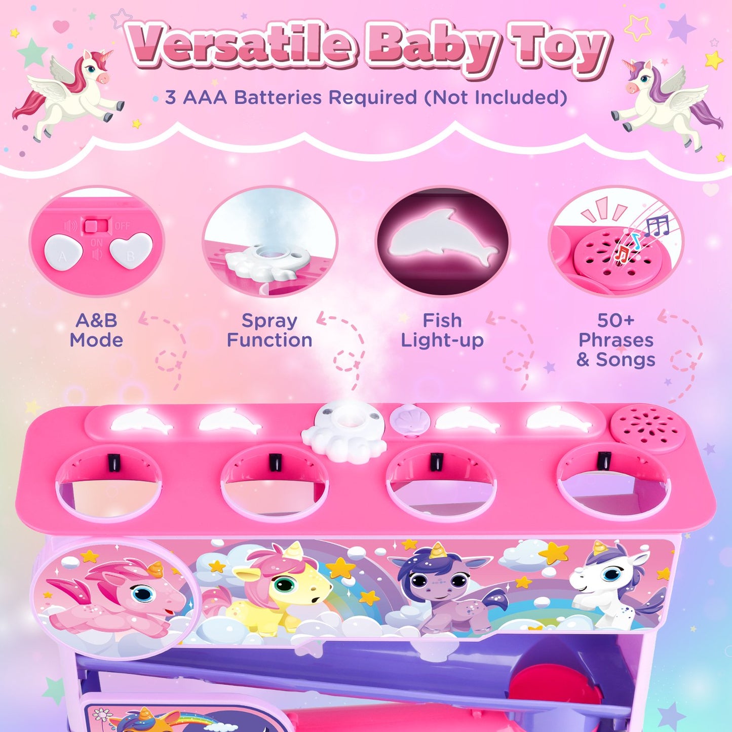 Ball Drop Toys for 1 Year Old, Stacking Toys Drop Ball Tower for Toddlers 1-3, Baby Unicorn Toy with Light Music Spraying, Drop Ball Baby Toy, Birthday Gifts for Girl Boy Age 6-18 Months Old