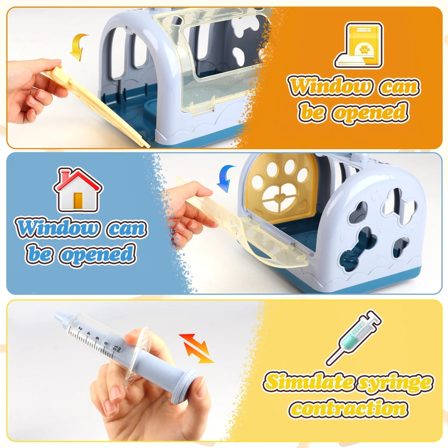 Toy Veterinarian Kit for Kids, Vet Play Sets for Kids with Interactive Electric Dog and Cage, Doctor Pretend Play Toys for Boys Girls Toddlers Ages 2 3 4 5 6 7 Year Old