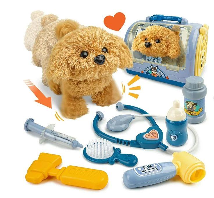 Veterinarian Kit for Kids, Doctor Play Set for Toddlers, Dog Vet Play Set with Cage