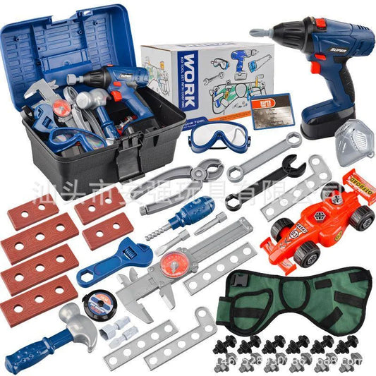 72PCS Kids Tool Set - Pretend Play Construction Tool Sets with Tool Belt, Construction Tool Box & Electronic Toy Drill, Christmas Birthday Gift for Kids Ages 2 3 4 5 6+