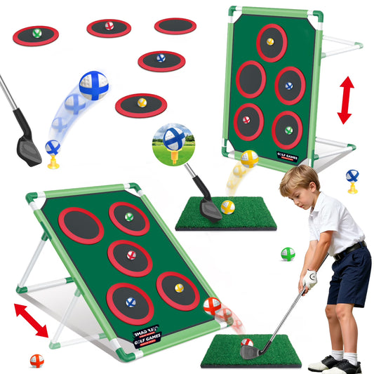 Golf Chipping Game Set, Kids Golf Game, Backyard Chipping Set with 20 Sticky Balls, Adjustable Height, Outdoor&Indoor Sports Game for Family, Birthday Gift for 3-12 Years Old Boys Girls