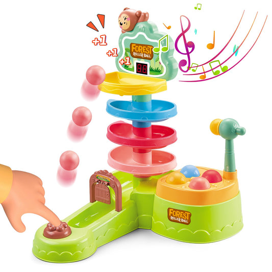 Ball Drop Toys for 1 Year Old, Toddlers Toys with Hammer Pound Balls, Shoot Balls Game, Scoring Game, Ball Drop Tower for 1 Year Boys Girls Toys Gift, Montessori Toys for Toddlers 1-3 Year Old