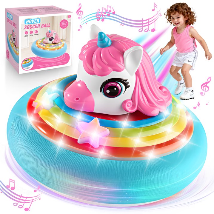 Kids Hover Soccer Ball Toys, Indoor/Outside Floating Soccer Toy Game for Kids Ages 4-8, Rechargeable Toddler Soccer Ball with Led Light and Music, Soccer Birthday Gifts for Boys Girls 6-8 8-12.