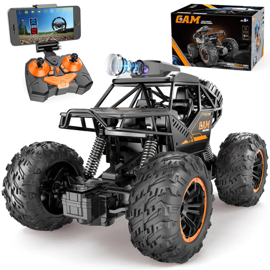 RC Car Toys for Boys, 1:18 Remote Control Car with 1080P HD Camera, 4WD RC Monster Truck, 2.4 Ghz Alloy Car Toy for Kids Boys Teens Adults Birthday Christmas Gifts, Black