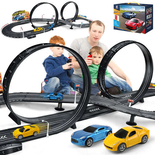 Slot Car Race Track Sets, 20ft Electric/Hand Shake Race Car Track Set, Dual Racing Track Cars Toy Gift for Girls Boys Age 4-12