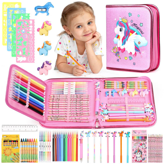 Unicorn Scented Marker Set for Girls, 56Pcs Art Supplies Kit for Kids Ages 4-8, Unicorn Drawing Toys with Case, Arts & Crafts Kit Christmas Birthday Gifts for Girls Kids 4-6