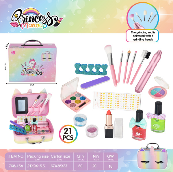 Kids Makeup Kit for Girls, Real Washable Girls Makeup Kit for Kids with Unicorn Bag, Make Up Kit for Girls Toddler Princess Toys Christmas Birthday Gifts for Girls Age 4 5 6 7 8 9 10 (21 PCS)