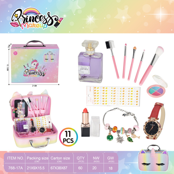 Makeup Set for Girls, Unicorn Toy Bag Makeup Kit Pretend Play Toy for Girls with accessories, Christmas Birthday Gift Toys for Girl 4 5 6 7 8 9 10 Year Old (12 PCS)