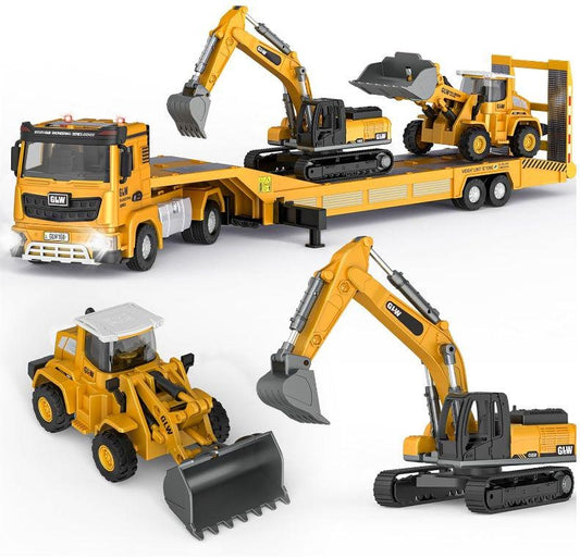 Construction Toys Set w/Semi Truck, Excavator, Bulldozer, Kids Toys for 3 4 5 6 7 Years Old Boys