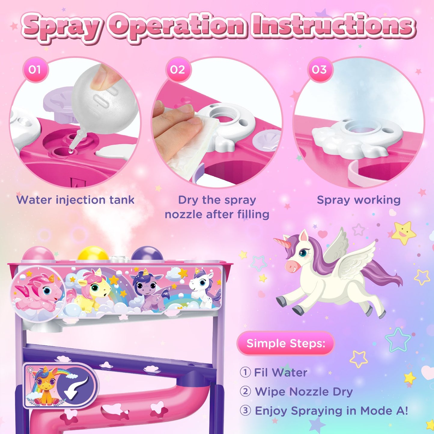 Ball Drop Toys for 1 Year Old, Stacking Toys Drop Ball Tower for Toddlers 1-3, Baby Unicorn Toy with Light Music Spraying, Drop Ball Baby Toy, Birthday Gifts for Girl Boy Age 6-18 Months Old