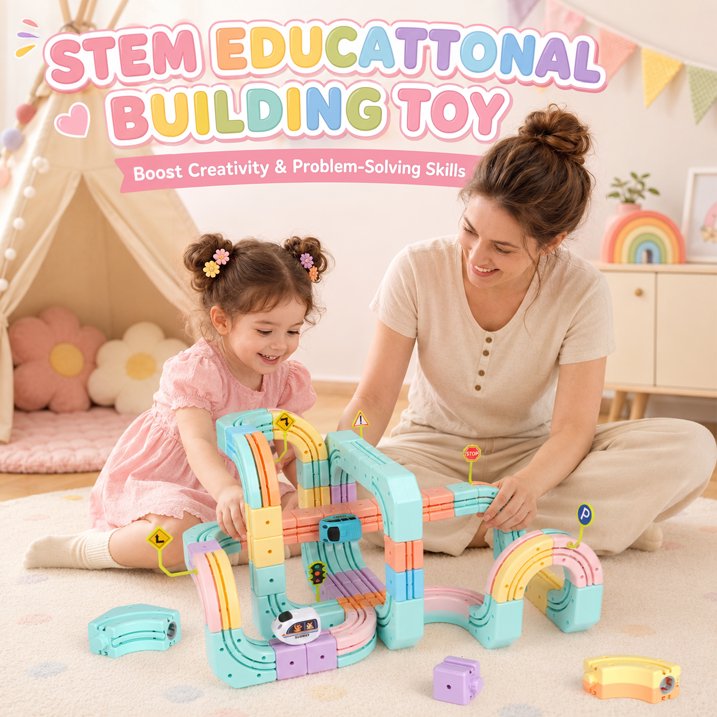 134PCS Electric Train Set for Kids, Gravity-Defying 3D Train Track Set, Flexible Snap-On Race Car Track, STEM Building Train Toy Birthday Gifts for Boys Girls 3 4 5 6 7 8