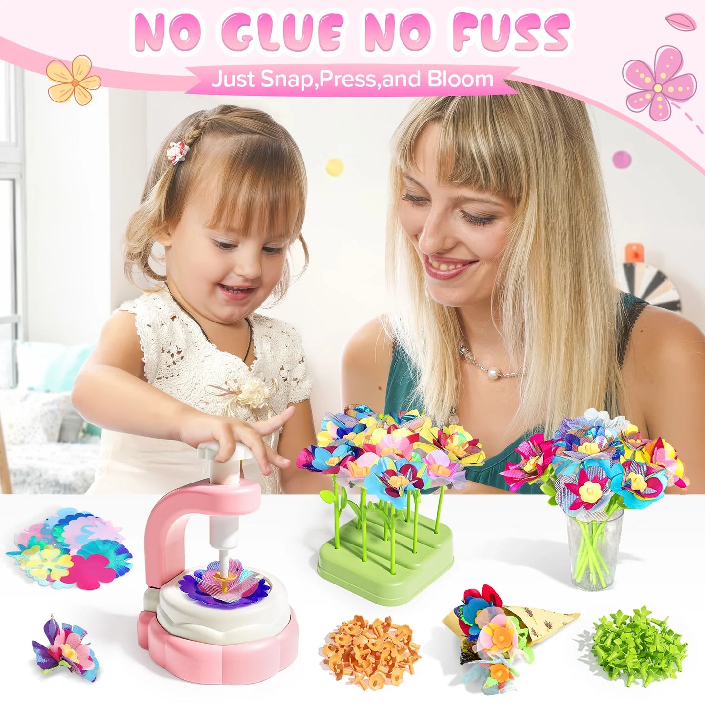 Flower Bouquet Kit for Girls 8-12 , DIY Flower Arts Crafts Kids Toys, Make Your Own Flower Kits, Educational Activity Birthday gifts for Girls/Kids 4 5 6 7 8 9 Years Old