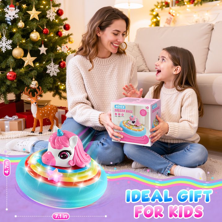 Kids Hover Soccer Ball Toys, Indoor/Outside Floating Soccer Toy Game for Kids Ages 4-8, Rechargeable Toddler Soccer Ball with Led Light and Music, Soccer Birthday Gifts for Boys Girls 6-8 8-12.
