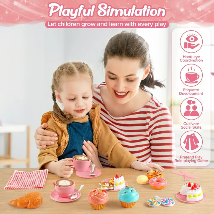 30PCS Toys for Girls Ages 3-6 Years, Tea Party Set for Little Girls Toys, Play Kitchen Toy Gifts for Kids, Christmas Birthday Gift for Toddlers Girls Age 3 4 5 6+