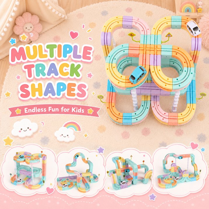 134PCS Electric Train Set for Kids, Gravity-Defying 3D Train Track Set, Flexible Snap-On Race Car Track, STEM Building Train Toy Birthday Gifts for Boys Girls 3 4 5 6 7 8